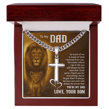 To my dad Cuban Link Chain with Engraved Artisan Cross - Beauty Belliss