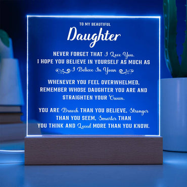 clear acrylic plaque displayed as a meaningful keepsake gift for daughter