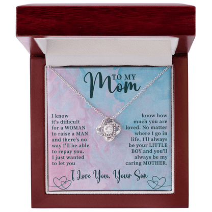 To My Mom Love Knot Necklace, Mother's Day Birthday Gift Ideas From Daughter & Son - Beauty Belliss