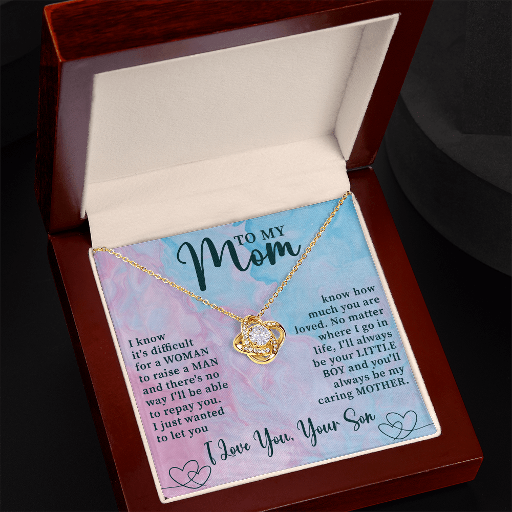To My Mom Love Knot Necklace, Mother's Day Birthday Gift Ideas From Daughter & Son - Beauty Belliss