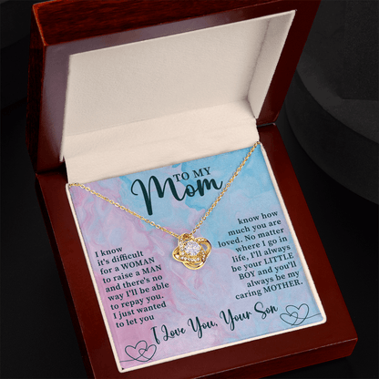 To My Mom Love Knot Necklace, Mother's Day Birthday Gift Ideas From Daughter & Son - Beauty Belliss