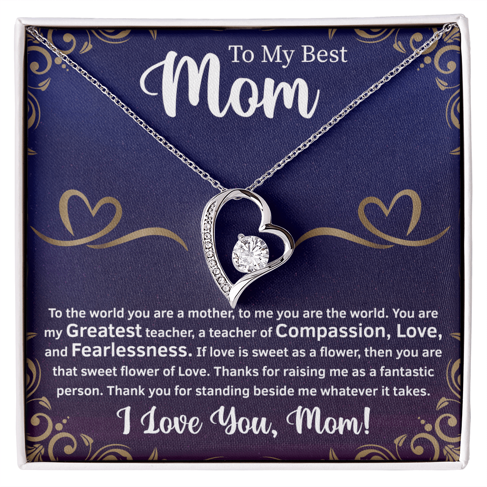 to my mom necklace from son displayed as a heartfelt gift