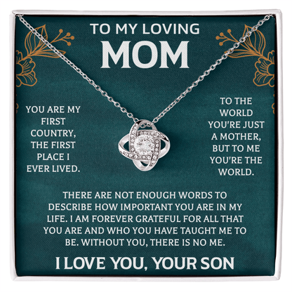 to my mom necklace displayed as a heartfelt gift