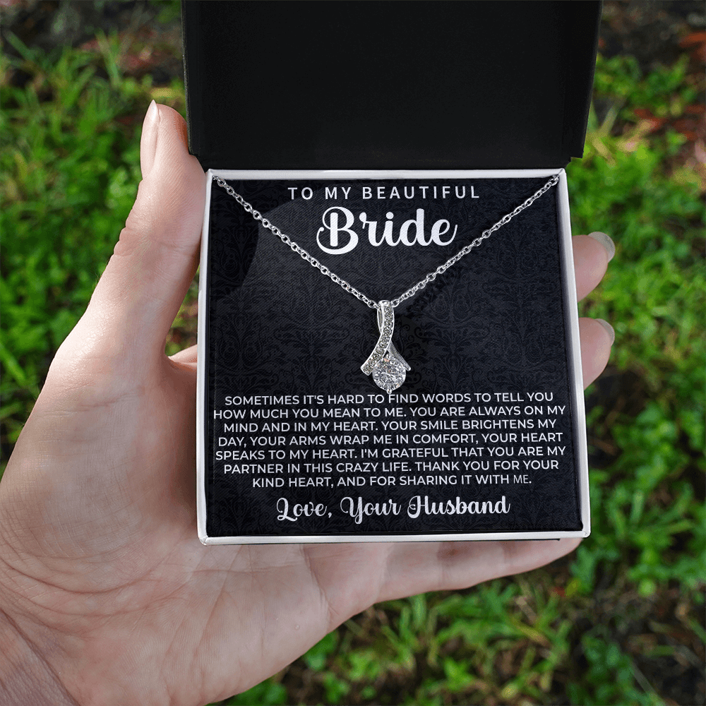 sentimental wedding day necklace for bride celebrating the start of forever