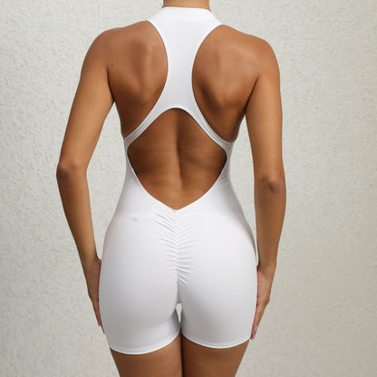 Women's Zippered Sleeveless Yoga Jumpsuit – Tummy Control & Butt - Lifting Shapewear Shorts - Beauty Belliss