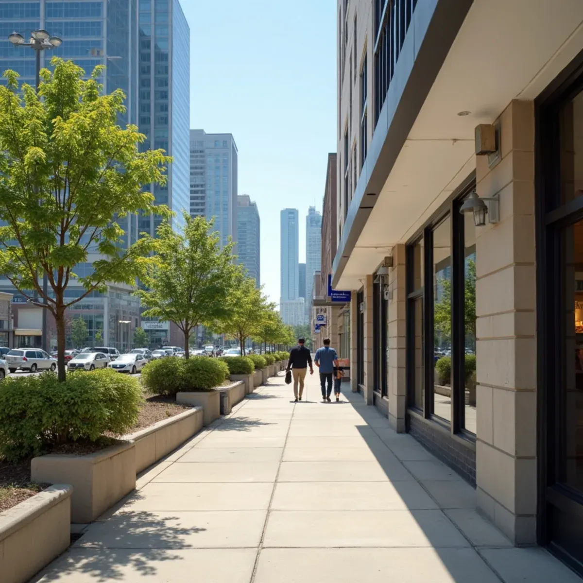 Beauty salon and retail businesses along the Southfield Town Center towers in Southfield, MI, supplied by Beautybelliss
